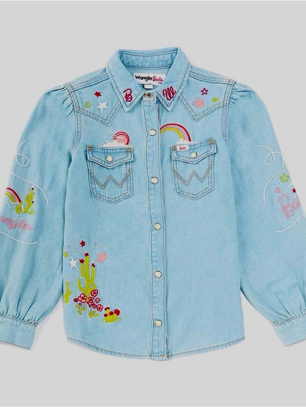 Wrangler x Barbie Girls Embroidered Chambray Denim Shirt